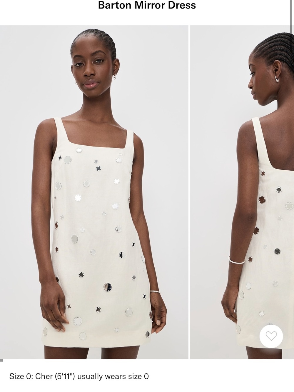 Tanya Taylor Cream Mirror-Embellished Mini Dress